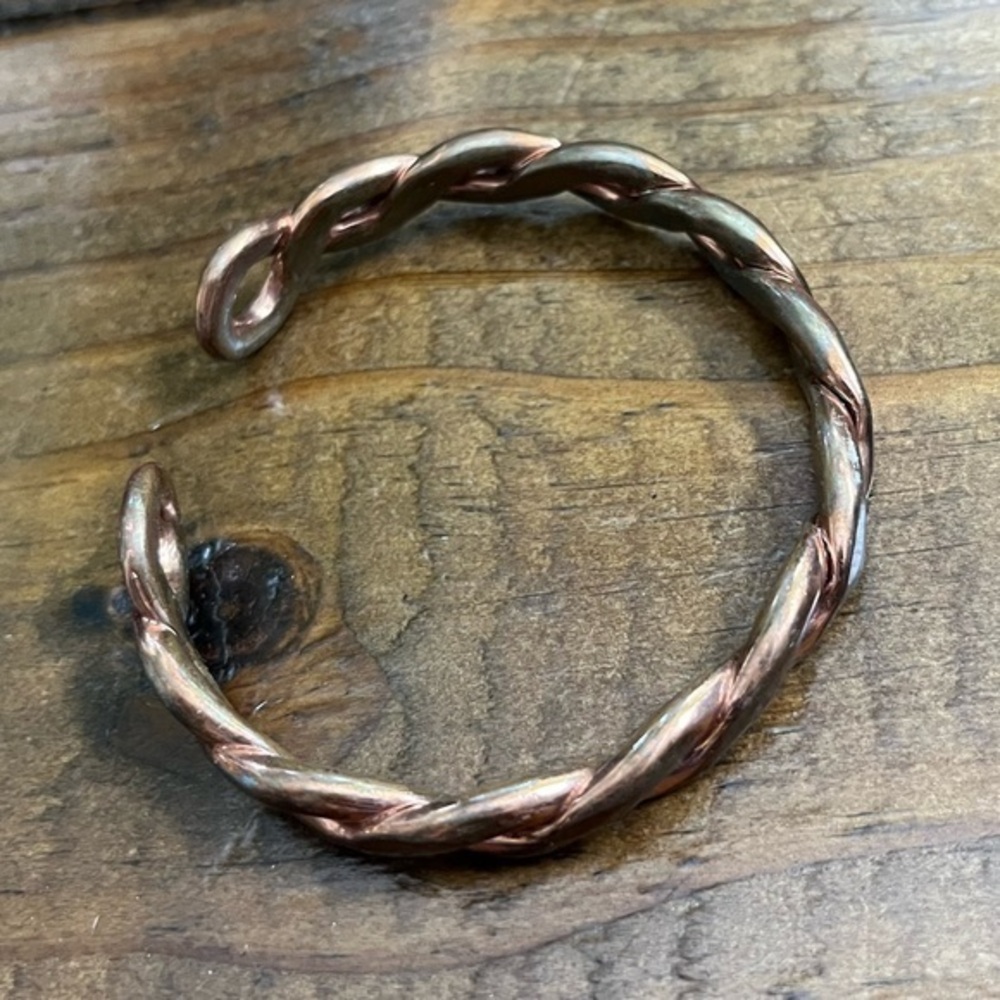 Vintage Heavy Hand Crafted Twisted Solid Copper Adjustable Bracelet